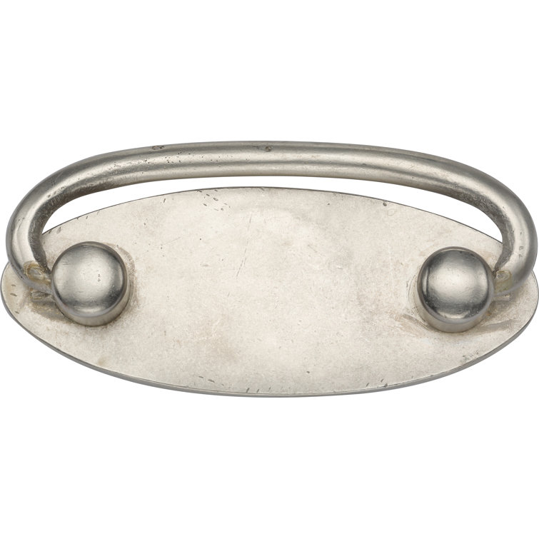 White Bronze Oval Plate Drop Bail Pull with Mounting Hardware