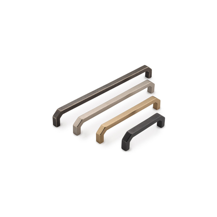 White Bronze Modern Angular Cabinet Pull with Mounting Hardware