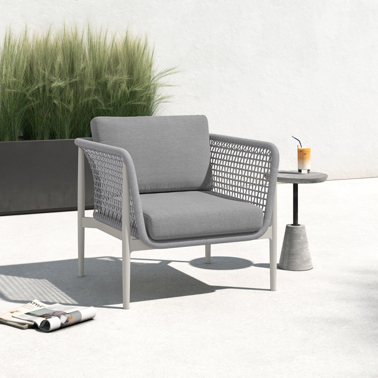 Gray Metal Armchair with Removable Cushions