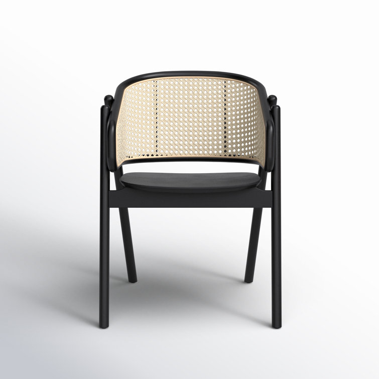 Emmy Black and Natural Rattan Cane Dining Chair