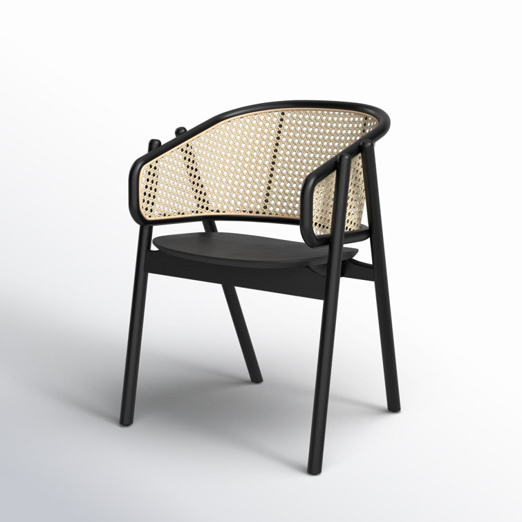 Emmy Black and Natural Rattan Cane Dining Chair
