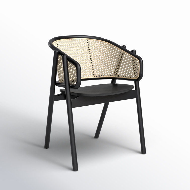 Emmy Black and Natural Rattan Cane Dining Chair