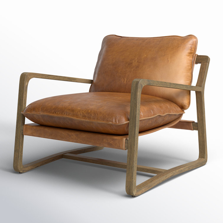 Raleigh Chestnut Leather and Wood Armchair