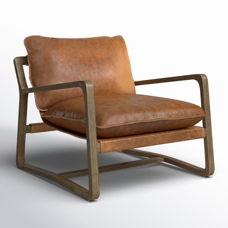 Raleigh Chestnut Leather and Wood Armchair