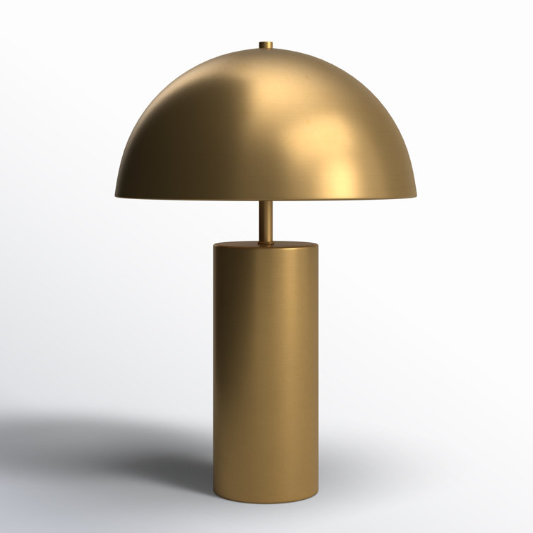 Antique Brass Dome Table Lamp with Geometric Base