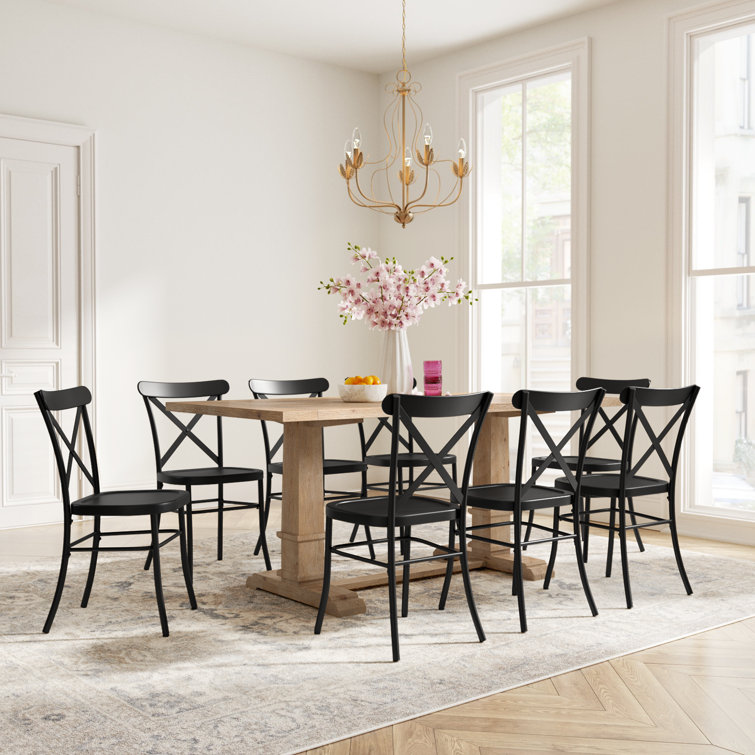 Joanna 9-Piece Matte Black and Rustic Brown Dining Set
