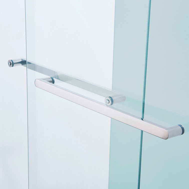 Chrome Aluminum Double Sliding Shower Door with Clear Tempered Glass