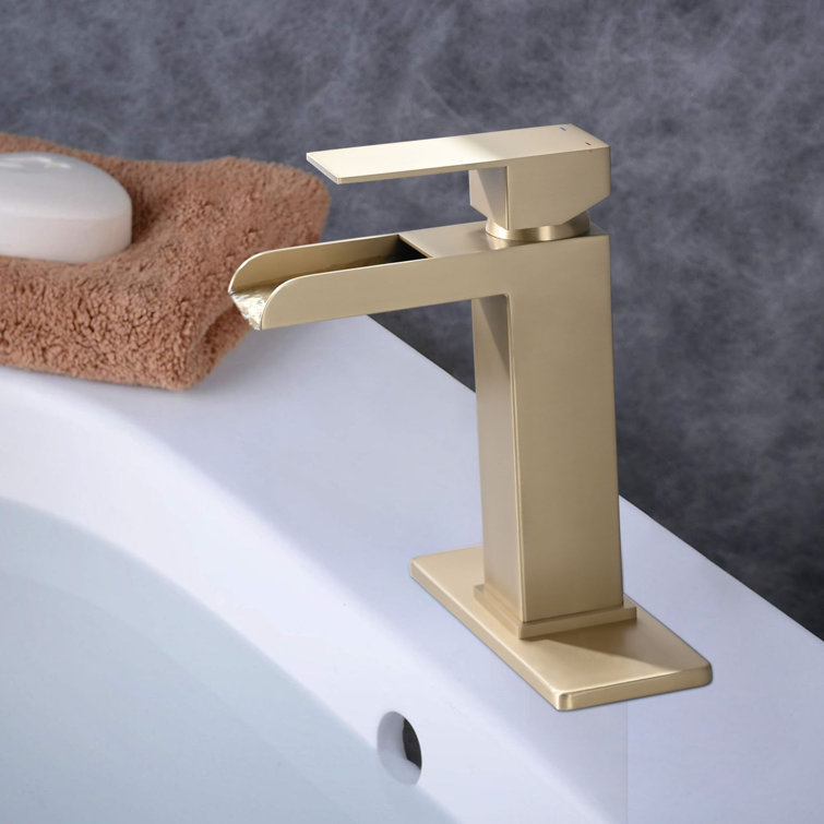Brushed Gold Stainless Steel Single Handle Waterfall Faucet
