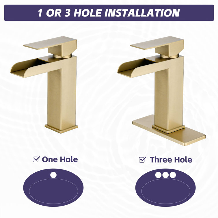 Brushed Gold Stainless Steel Single Handle Waterfall Faucet
