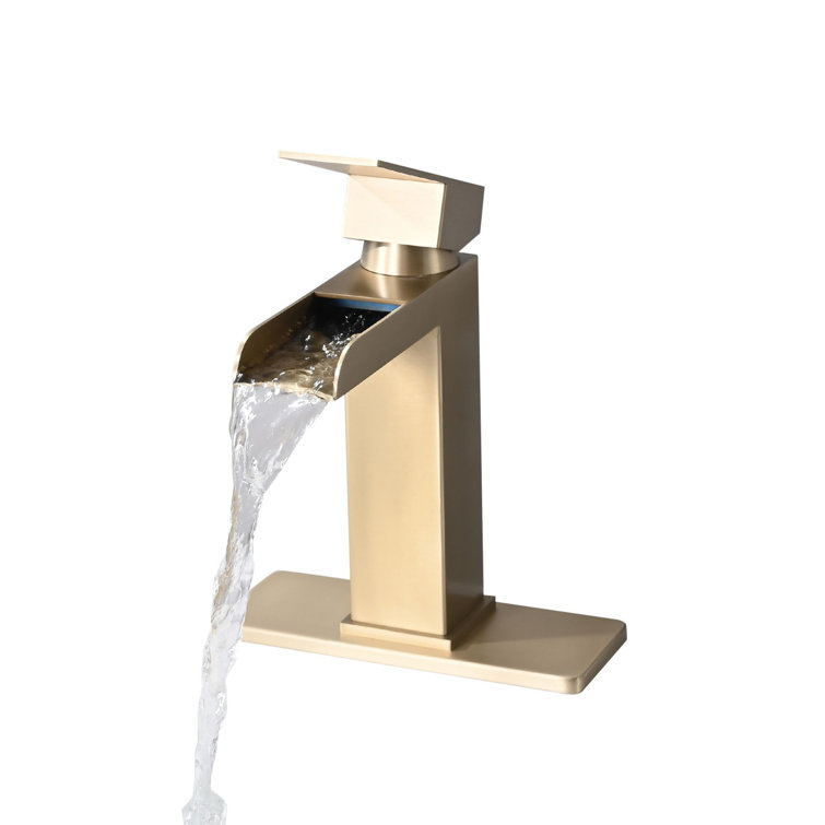 Brushed Gold Stainless Steel Single Handle Waterfall Faucet