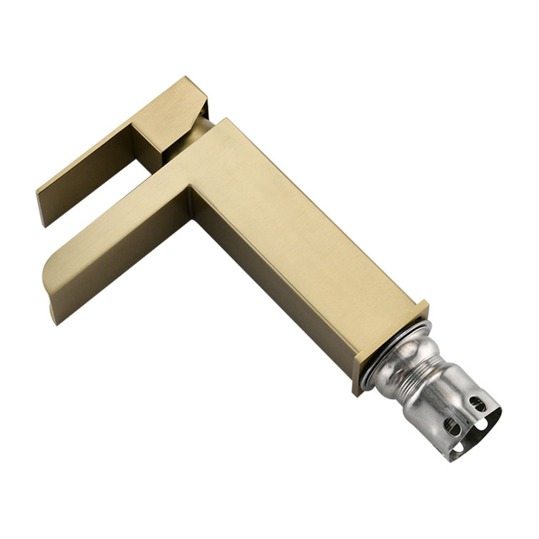 Brushed Gold Stainless Steel Single Handle Waterfall Faucet