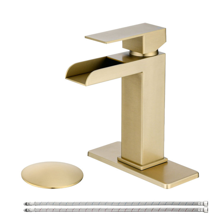 Brushed Gold Stainless Steel Single Handle Waterfall Faucet