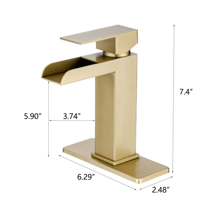 Brushed Gold Stainless Steel Single Handle Waterfall Faucet
