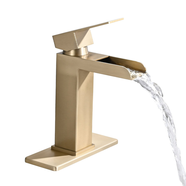 Brushed Gold Stainless Steel Single Handle Waterfall Faucet