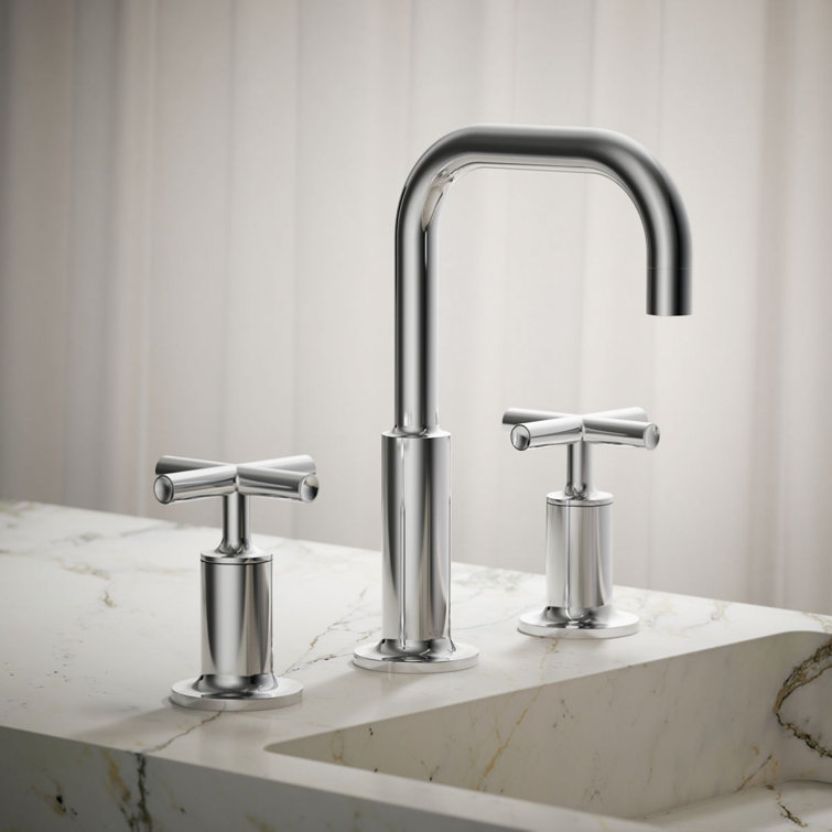 Elegant Polished Chrome 8" Widespread High Arc Bathroom Faucet