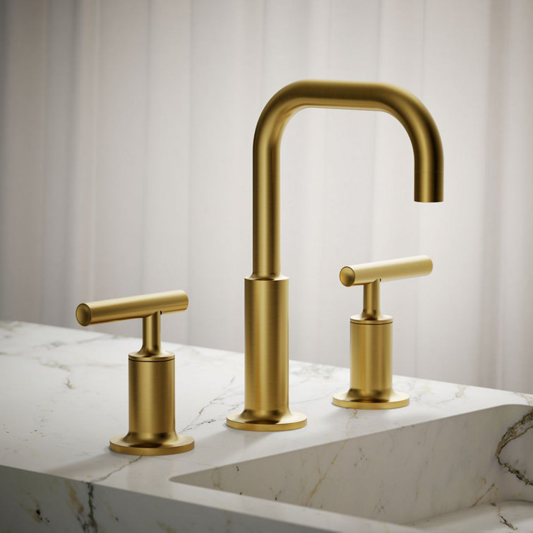 Vibrant Brushed Moderne Brass Widespread Bathroom Faucet