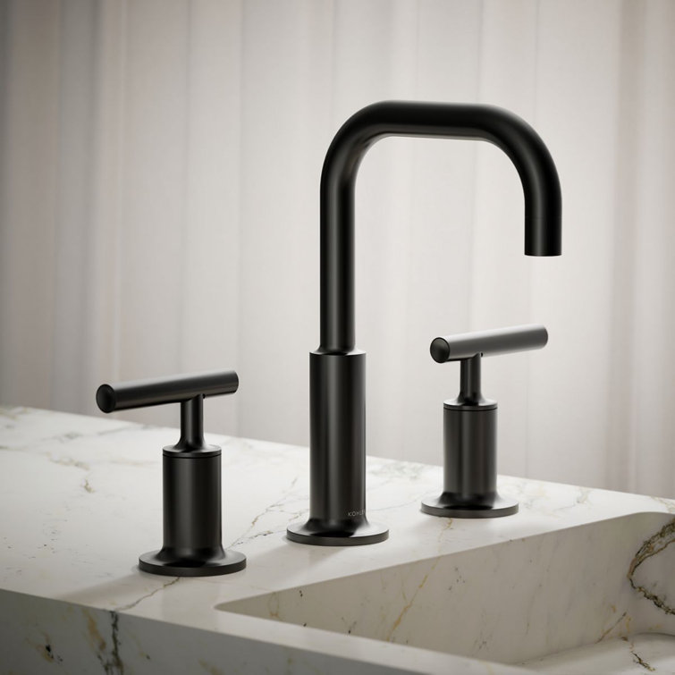 Matte Black 8.5" Ultra-Glide Ceramic Widespread Bathroom Faucet