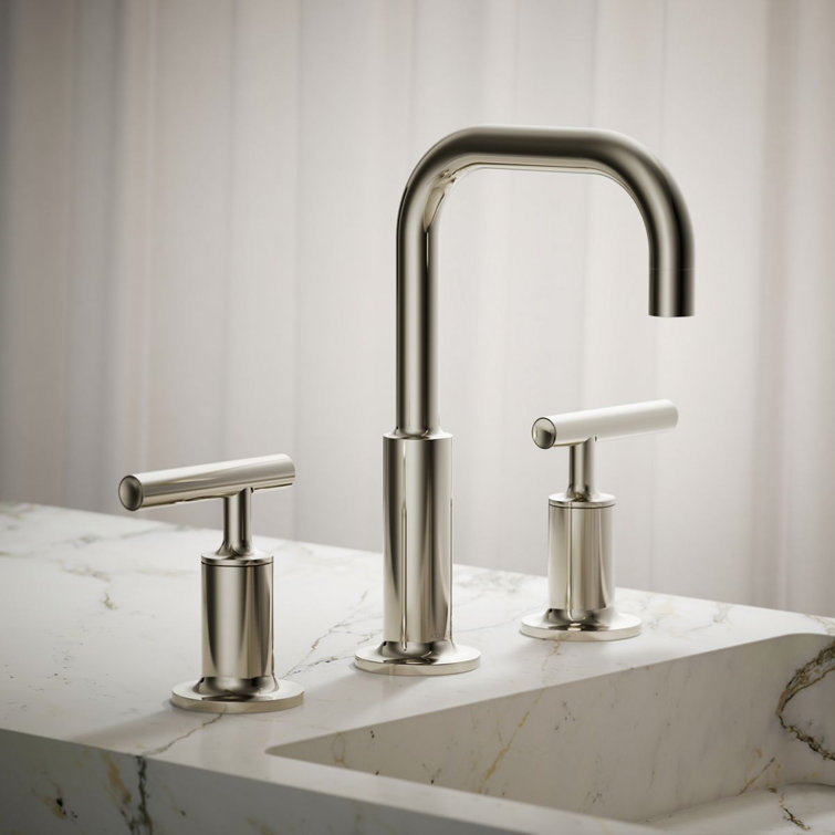 Purist Polished Nickel 8" Widespread Lavatory Faucet with Low Lever Handles