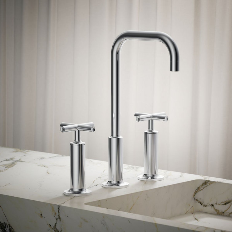 Purist High Gooseneck Chrome Faucet with Cross Handles