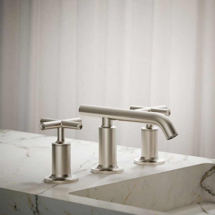 Elegant Purist Brushed Nickel Dual-Handle Bathroom Faucet