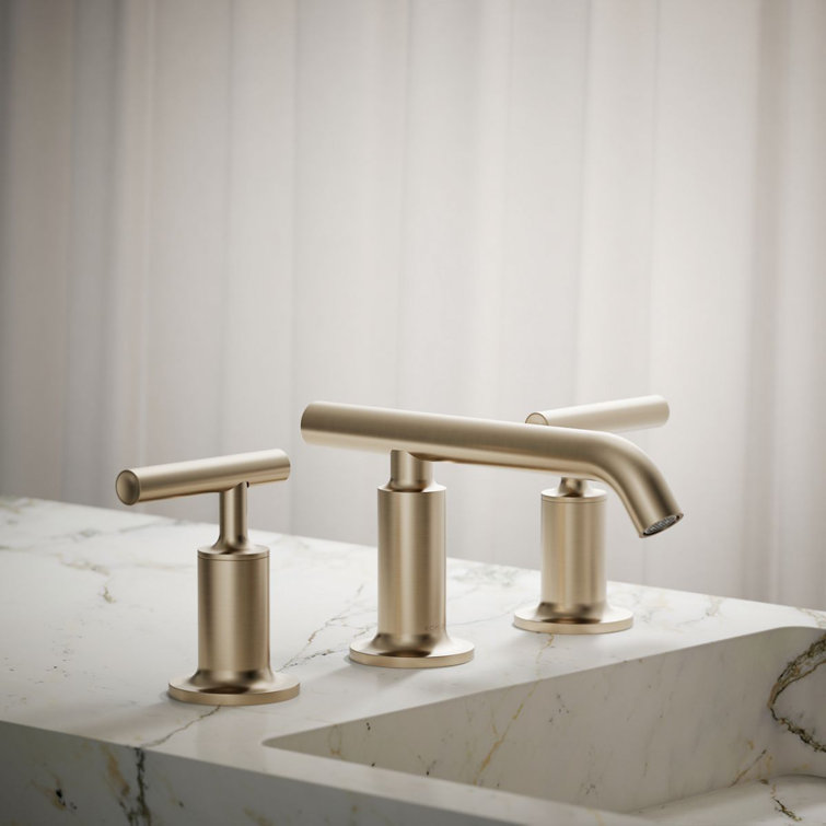 Elegant Purist Double-Handle Brushed Bronze Bathroom Faucet