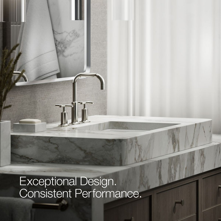 Elegant Polished Nickel 8" Widespread Gooseneck Bathroom Faucet