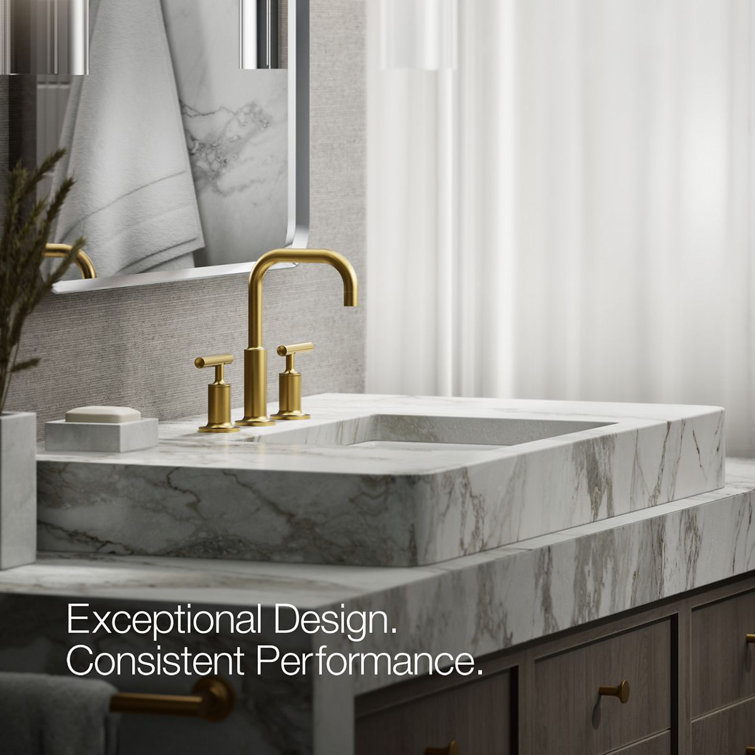 Vibrant Brushed Moderne Brass Widespread Bathroom Faucet
