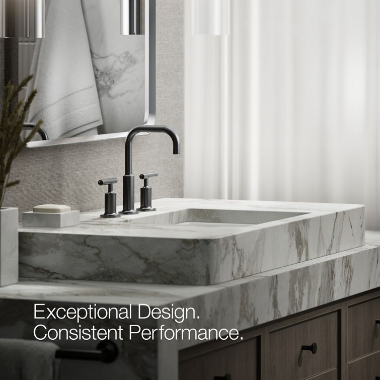 Matte Black 8.5" Ultra-Glide Ceramic Widespread Bathroom Faucet