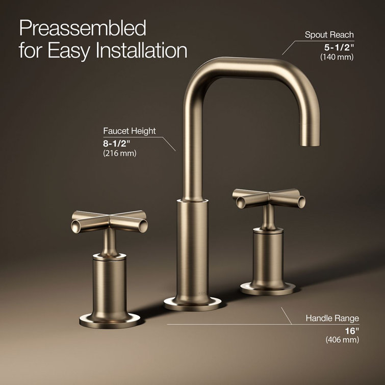 Purist Vibrant Brushed Bronze Double-Handle Gooseneck Bathroom Sink Faucet