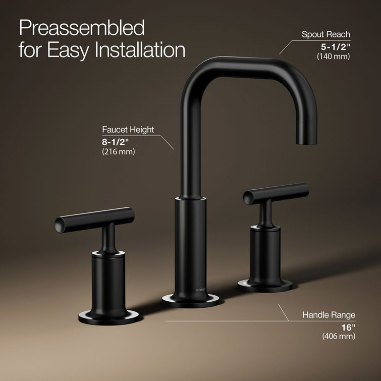 Matte Black 8.5" Ultra-Glide Ceramic Widespread Bathroom Faucet