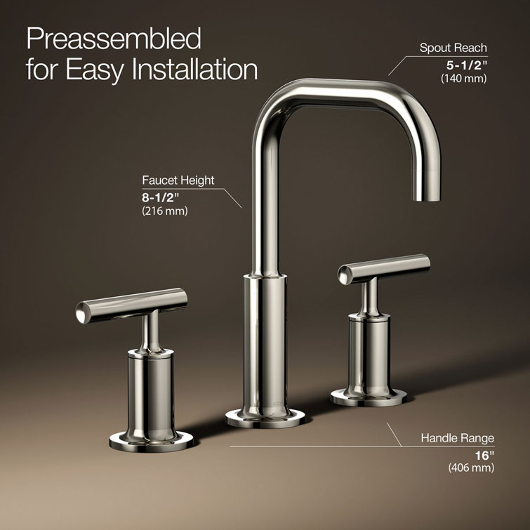 Purist Polished Nickel 8" Widespread Lavatory Faucet with Low Lever Handles