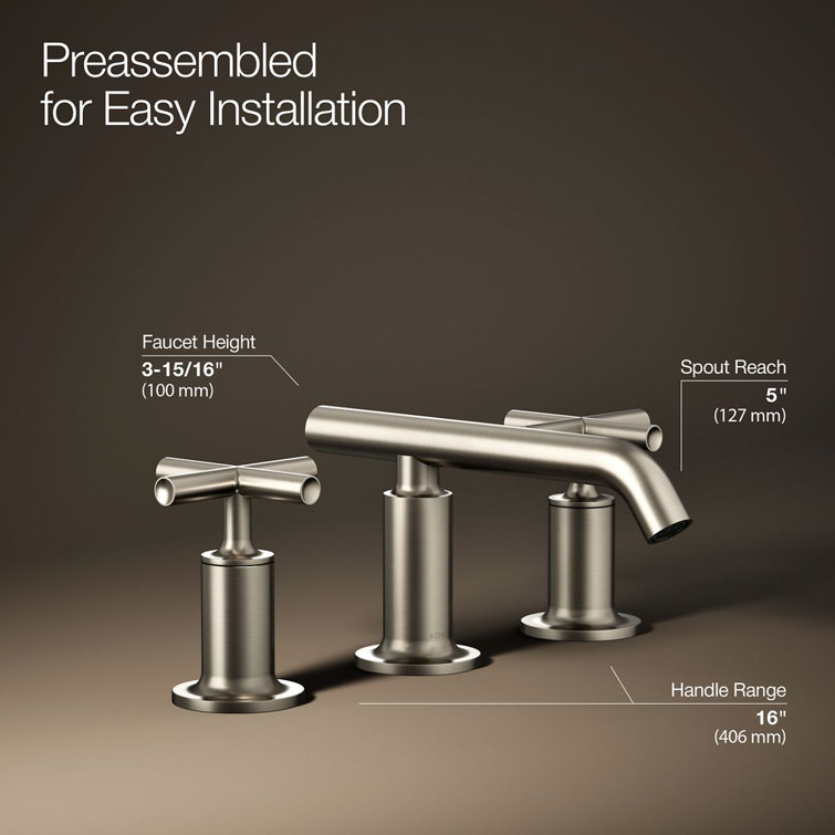 Elegant Purist Brushed Nickel Dual-Handle Bathroom Faucet