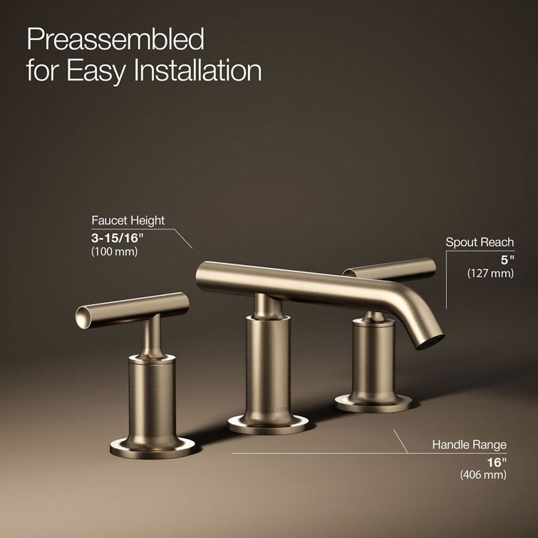 Elegant Purist Double-Handle Brushed Bronze Bathroom Faucet