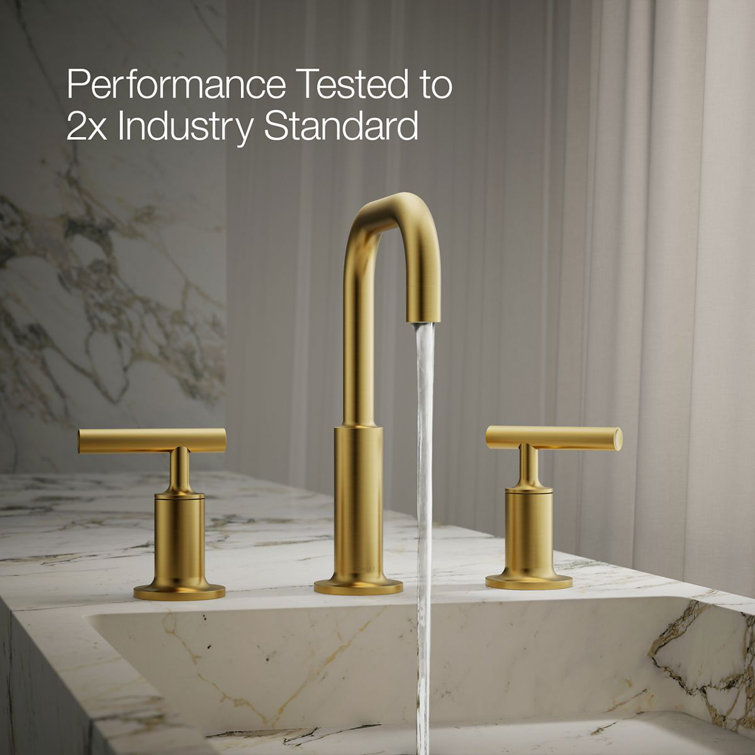 Vibrant Brushed Moderne Brass Widespread Bathroom Faucet