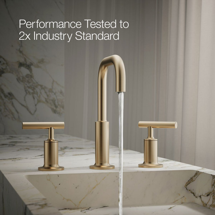 Purist Brushed Bronze Widespread Bathroom Faucet with Drain Assembly