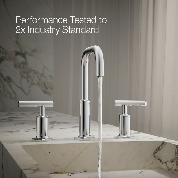 Purist Polished Chrome 8" Widespread Bathroom Sink Faucet with Low Lever Handles