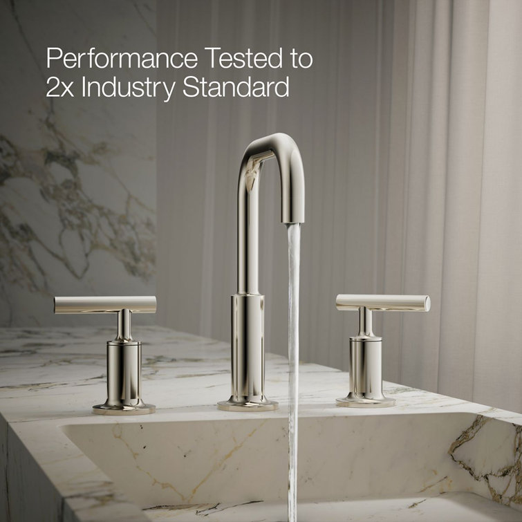 Purist Polished Nickel 8" Widespread Lavatory Faucet with Low Lever Handles