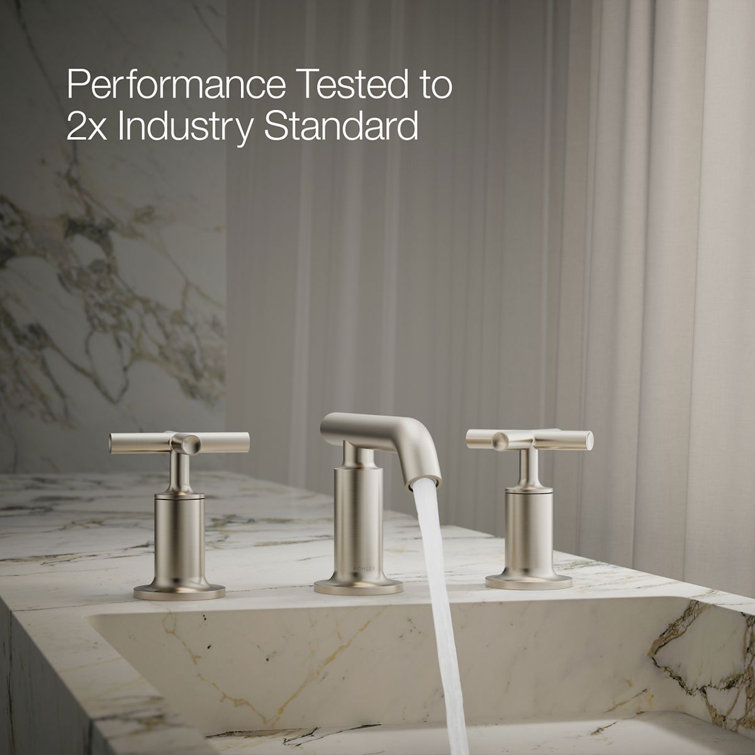 Elegant Purist Brushed Nickel Dual-Handle Bathroom Faucet