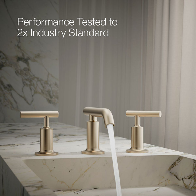 Elegant Purist Double-Handle Brushed Bronze Bathroom Faucet