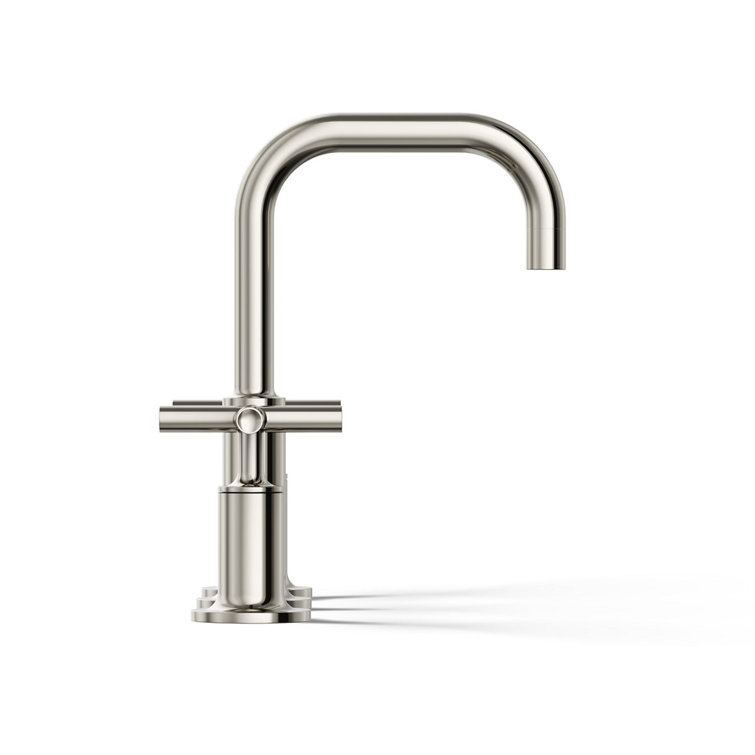 Elegant Polished Nickel 8" Widespread Gooseneck Bathroom Faucet
