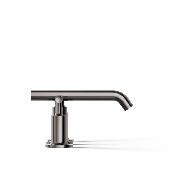 Elegant Purist 8" Widespread Nickel Bathroom Faucet with Low Cross Handles