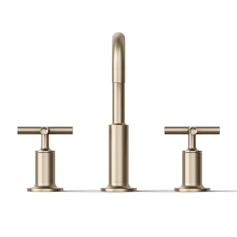 Purist Vibrant Brushed Bronze Double-Handle Gooseneck Bathroom Sink Faucet