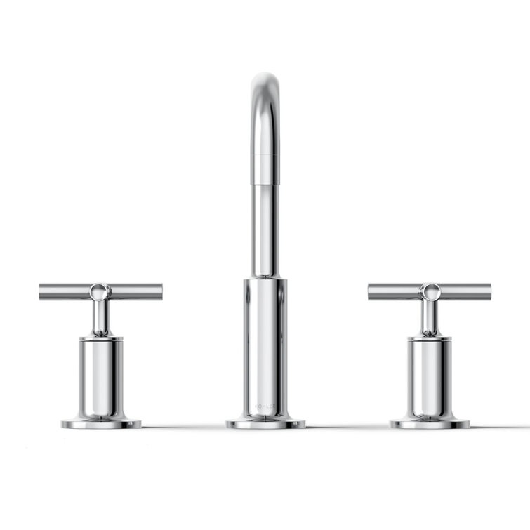 Elegant Polished Chrome 8" Widespread High Arc Bathroom Faucet