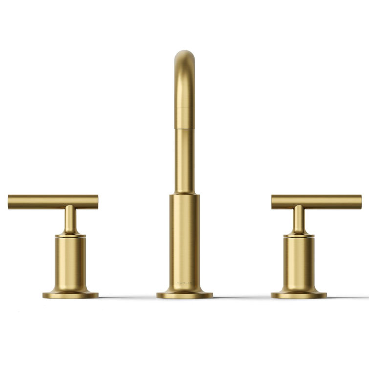 Vibrant Brushed Moderne Brass Widespread Bathroom Faucet