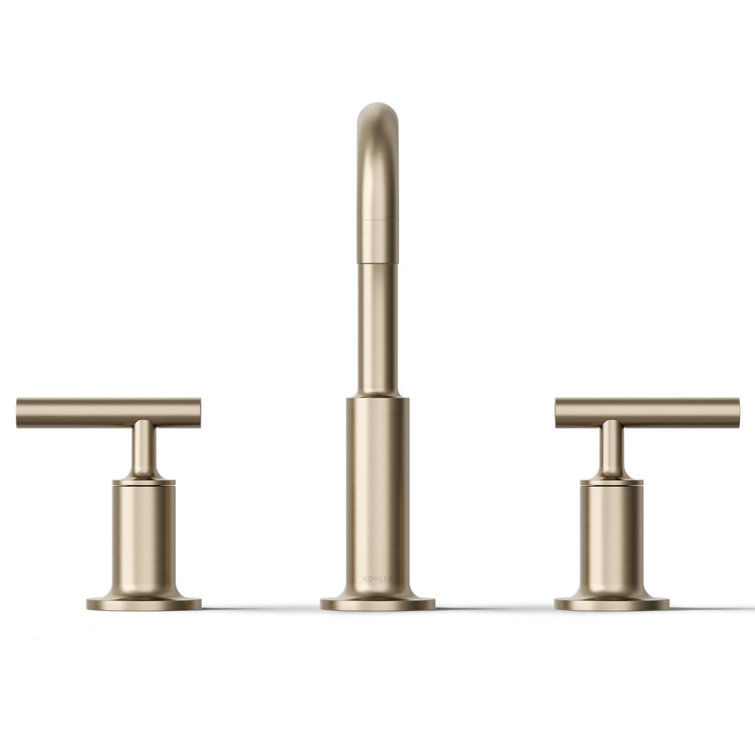 Purist Brushed Bronze Widespread Bathroom Faucet with Drain Assembly