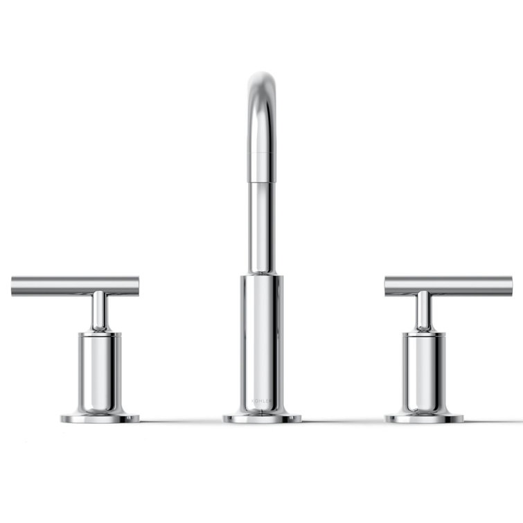 Purist Polished Chrome 8" Widespread Bathroom Sink Faucet with Low Lever Handles