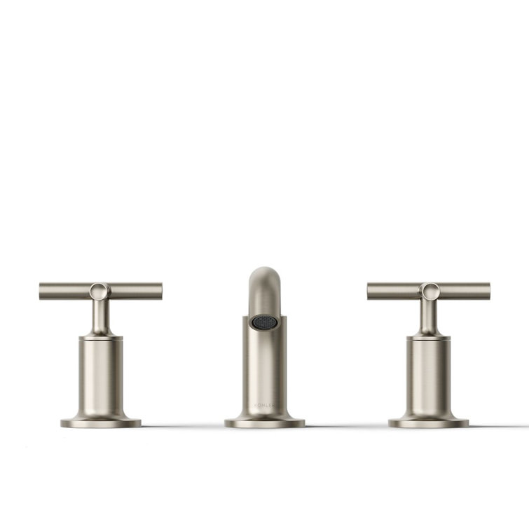 Elegant Purist Brushed Nickel Dual-Handle Bathroom Faucet