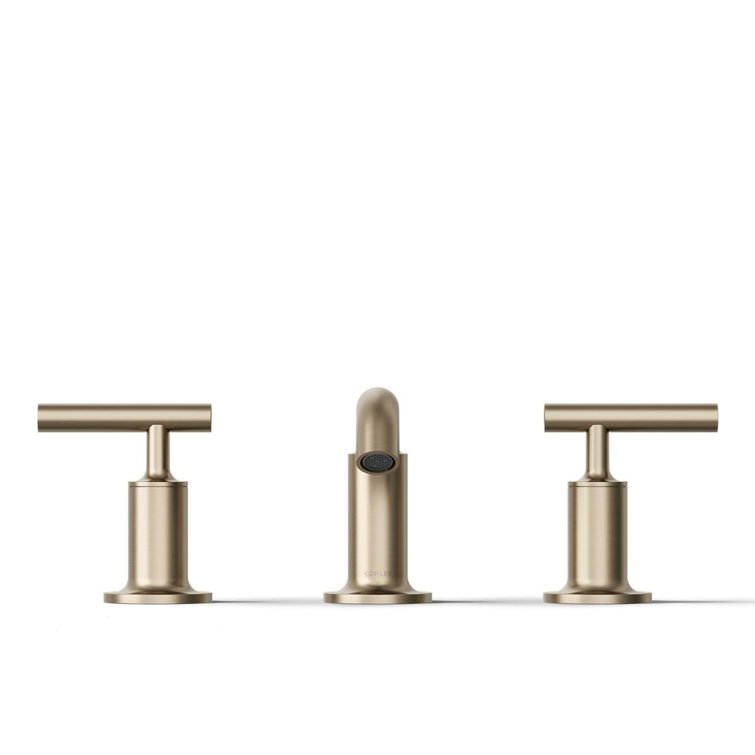 Elegant Purist Double-Handle Brushed Bronze Bathroom Faucet