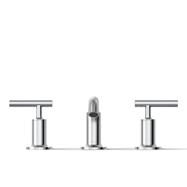 Purist 8" Polished Chrome Widespread Bathroom Faucet with Drain