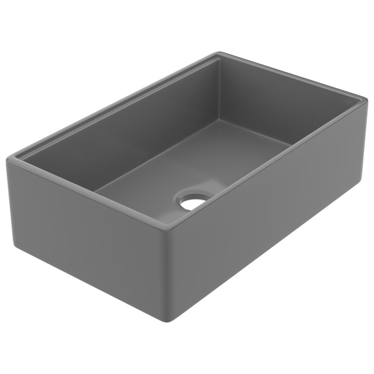 Matte Gray 33-Inch Fireclay Farmhouse Kitchen Sink with Workstation